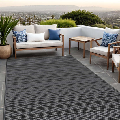 5'X 8' Outdoor Waterproof Rug Camping Mat Patio Carpet,Black&Gray